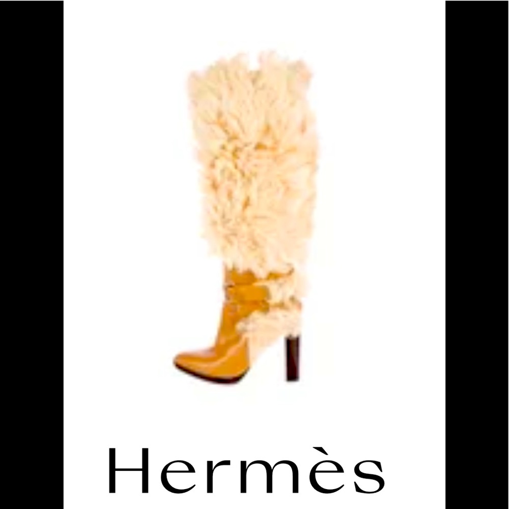 Hermes Mongolian Lamb Knee-High Boots